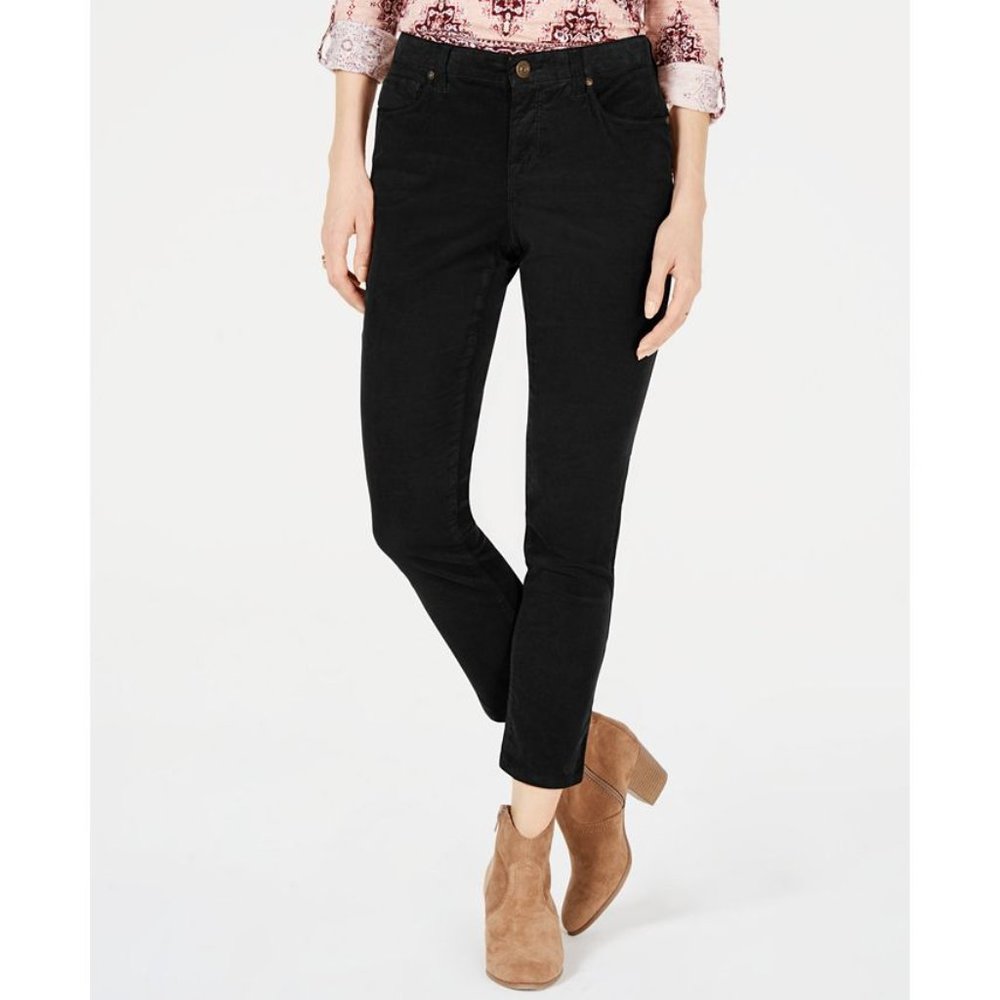NWT Womens Size 16 16x30 Style & Co. Black Curvy Soft Corduroy Skinny Leg Pants